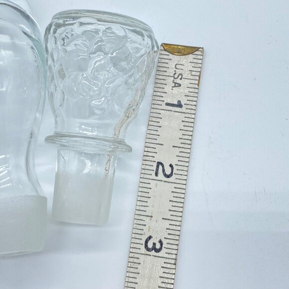 Vintage Glass Bottle Stoppers Clear Embossed Grapes Smooth Design Set Of 2 *Note - Picture 5 of 10
